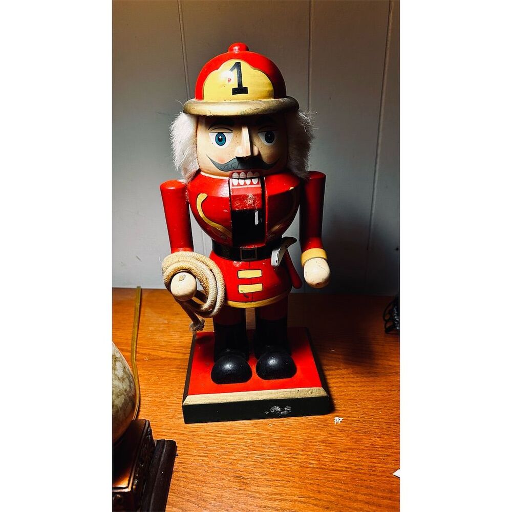 Christian Ulbricht 14" Firefighter Nutcracker Christmas Decor Red